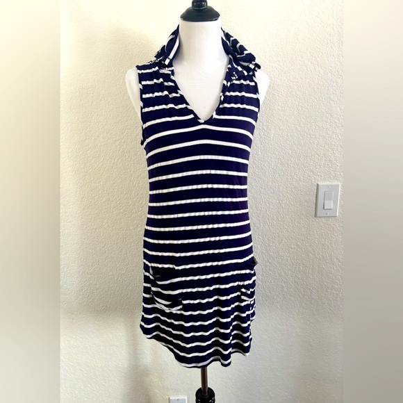 Blue and White Nautical Stripe Swim Coverup - Picture 1 of 11